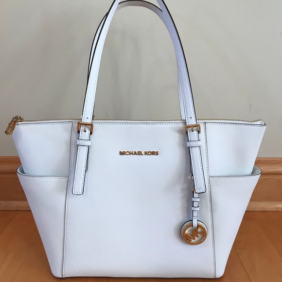 MICHAEL Michael Kors Handbags - Michael Kors Jet Set East West Top Zip Tote White